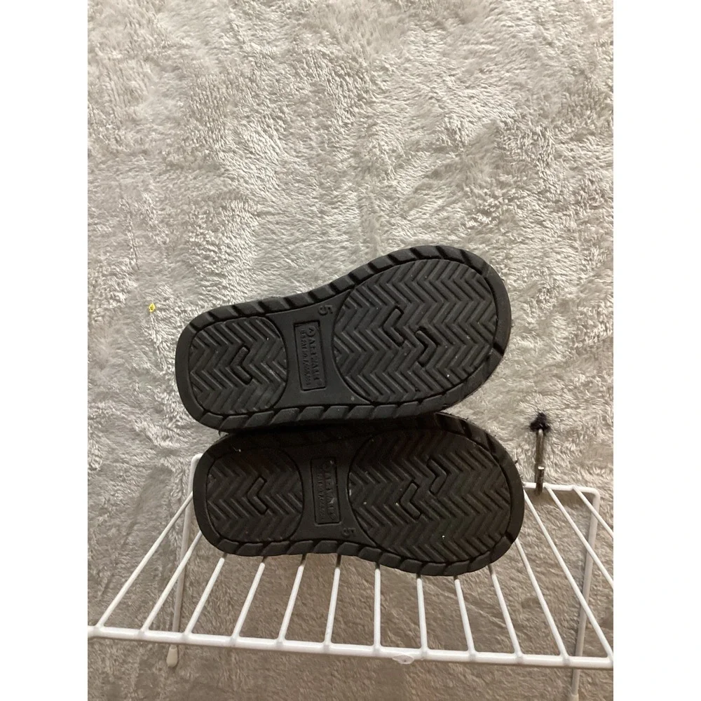 Kids Black Faux Suede Fur Trimmed Boots Buckle Detail Size 5
